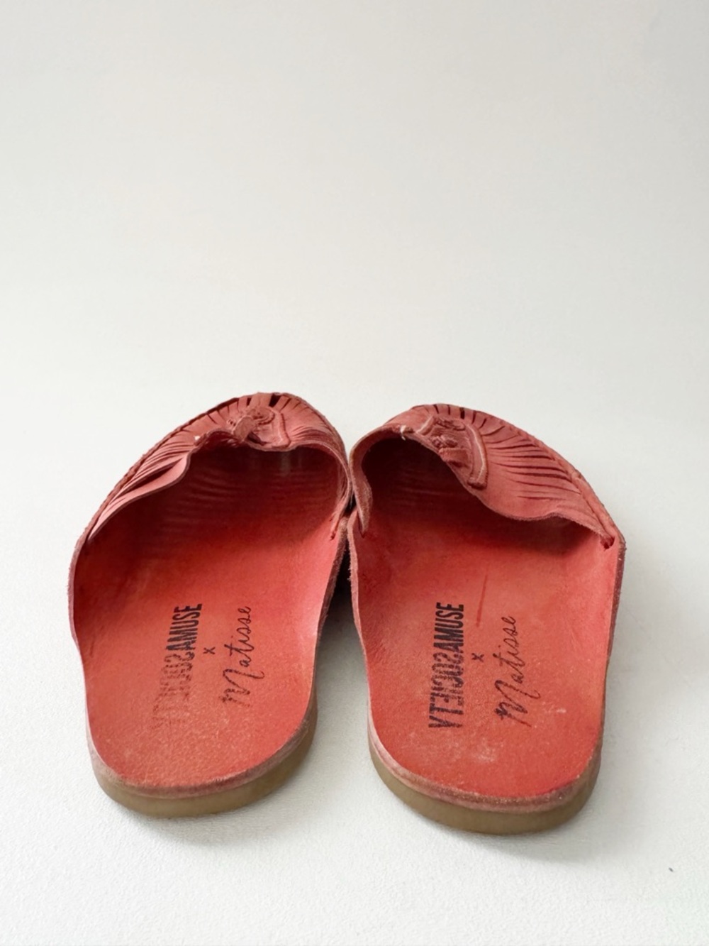 Matisse x Amuse Society Morocco Leather Mule Huarache 9 Artisan Red Boho Mexican - Picture 7 of 10
